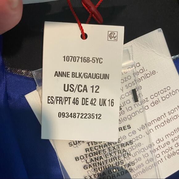 Anne Klein 3 Button Suit Jacket Sz 12 Black Blue NWT - Picture 7 of 10